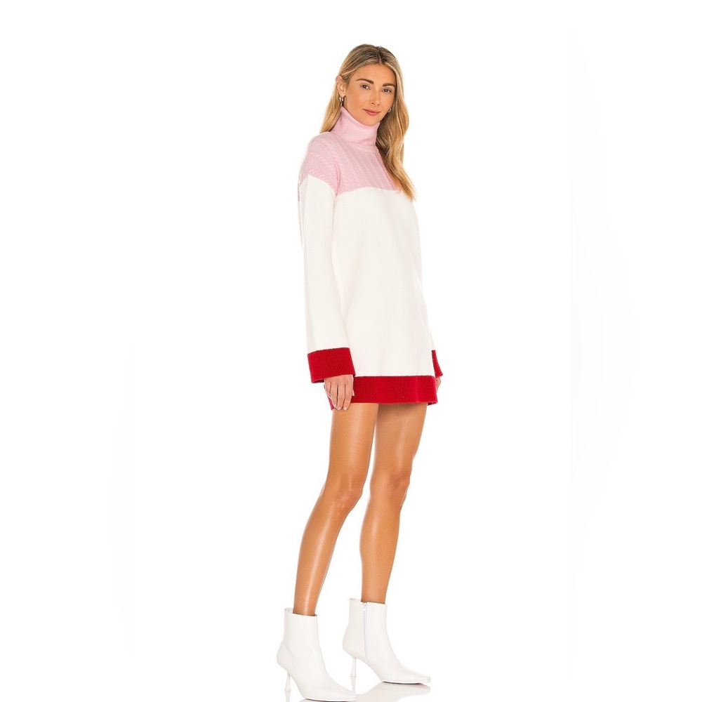 Lovers + Friends, Kane sweater dress, pink & red, small, new